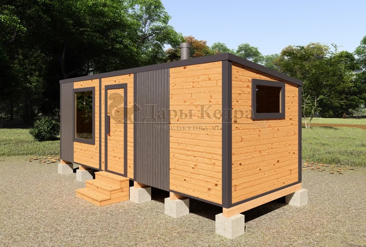 Каркасная баня «Лофт» из кедра 6х2,2 метра (вариант 1)