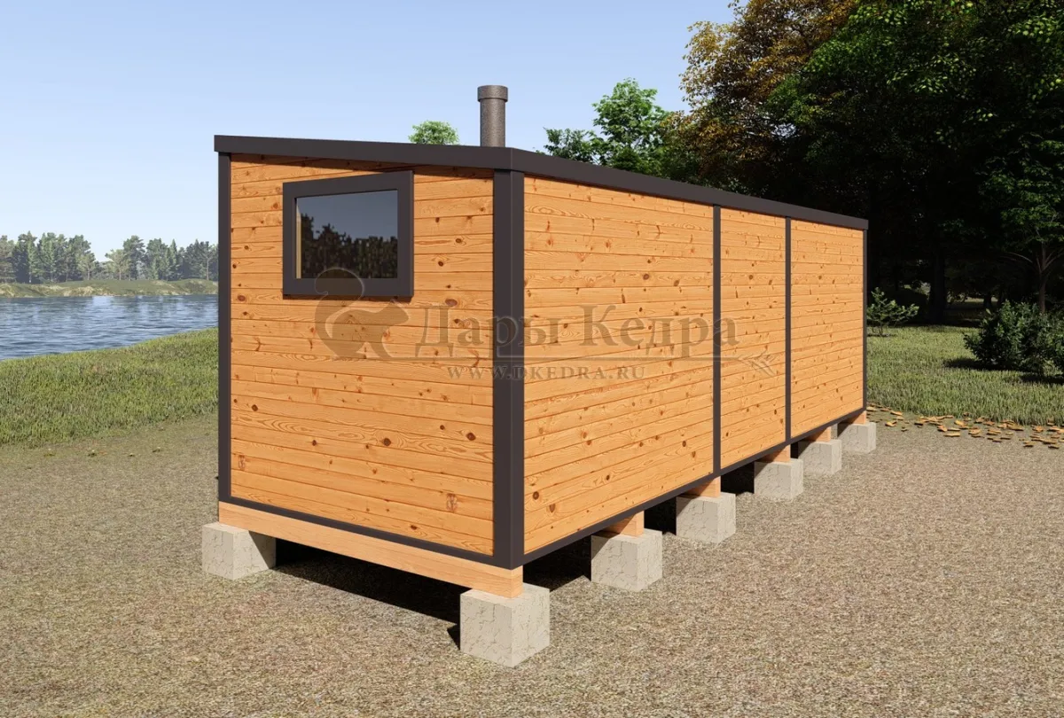 Каркасная баня «Лофт» из кедра 6х2,2 метра (вариант 1)