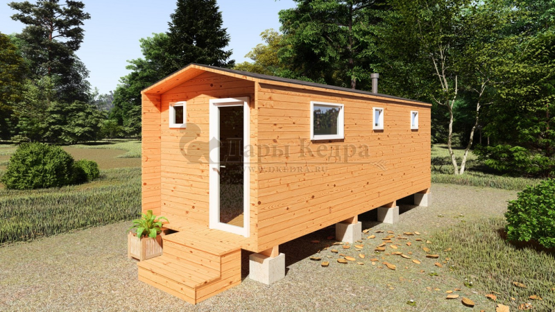 Каркасная баня «Барн» из кедра 6х2,2 метра