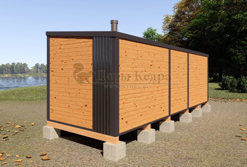 Каркасная баня «Лофт» из кедра 6х2,2 метра (вариант 2)